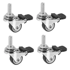 4 stk. Mini Små Hjul 1 Tomme M8X15Mm Tpe Støjsvage Hjul Med Bremse Universalhjul Til Møbler