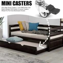 4 stk. Mini Små Hjul 1 Tomme M8X15Mm Tpe Støjsvage Hjul Med Bremse Universalhjul Til Møbler