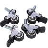 4 stk. Mini Små Hjul 1 Tomme M8x15mm Tpe Støjsvage Hjul med Bremse Universalhjul til Møbler