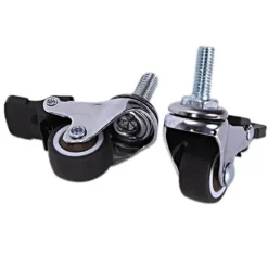 4 stk. Mini Små Hjul 1 Tomme M8x15mm Tpe Støjsvage Hjul med Bremse Universalhjul til Møbler