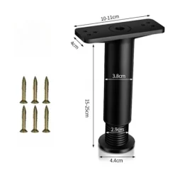 4 STK Sengeramme Centerstøtteben Sengelamelstøtteben Metal Black 4 pcs-4 pcs