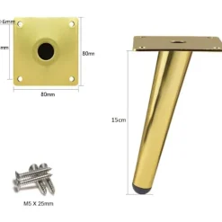 4 stk. skrå bordben 15 cm metal skab ben, kegle møbler