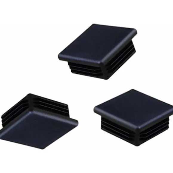 25 stk. Sorte firkantede rørpropper i plast 40x40 mm - Rørendehætter til hegn, net, stolpe