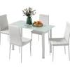 5 Stk. Spisegruppe, Spisebord Med 4 Stole, Køkkenbord Med Hærdet Glasplade, Spisestuegruppe, Stål, Sort