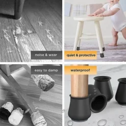 16 stk Stolben Gulvbeskyttelse, Silikonbeskyttelse til at beskytte gulve Filtbundsmøbler Anti-Slip Beskyttelsesdæksler
