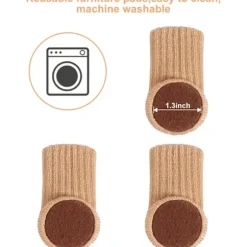 24 stk. Stolesokker i Khaki til Stoleben, Møbelben, Skridsikre Puder til Stoleben med 4"-7cm" Diameter