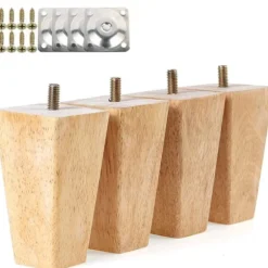 4 stk Træmøbelben 10cm Seng/Skåpsben med Montering P