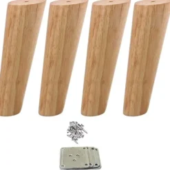 4 stk. træmøbelben, koniske sofaben, massive træmøbelben, 20 cm