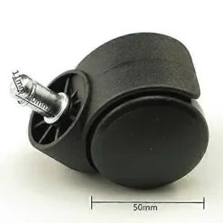 2 stk. Udskiftningshjul i plast, drejelige, sorte, 50 mm, til kontorstol, drejestol, sofa