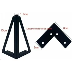 4 stk. Udskiftningsmøbelben Metal Sort 15 cm Møbelben til Møbelskabe Sofaer