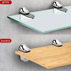4 stk. Væghængte Glashyldebeslag Justerbare Hyldebeslag