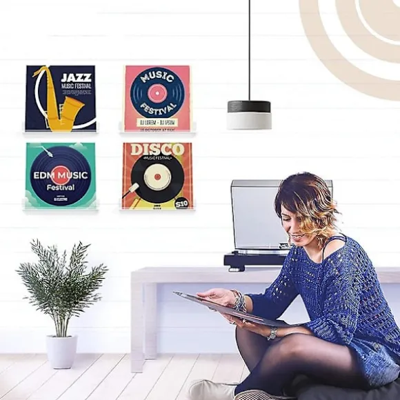 6 stk. Vinylplade Væghængt Hylde Sæt Albumholdere Til Ophængning På Vægge - Hylder Album Eller Ch