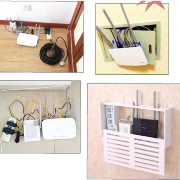 1 stk Wifi opbevaringsboks router hylde stue væg træ vedhæftning