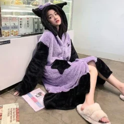 2024-2022 Vinter Kawaii Sanrio Pyjamas Animation Kuromi Cinnamoroll My Melody Vaskeklude Plys Blød og Behagelig Pyjamasbukser Sæt S 150-157CM 15