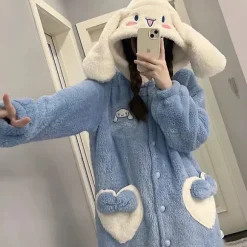 2024-2022 Vinter Kawaii Sanrio Pyjamas Animation Kuromi Cinnamoroll My Melody Vaskeklude Plys Blød og Behagelig Pyjamasbukser Sæt XL 168-173CM 24