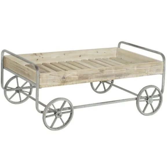 Afløbsbord - DKD HOME DECOR - Metal og fyrretræ - Grå - Firkantet - Skandinavisk stil naturlig/grå