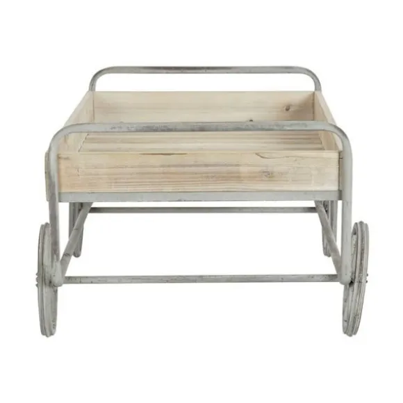 Afløbsbord - DKD HOME DECOR - Metal og fyrretræ - Grå - Firkantet - Skandinavisk stil naturlig/grå