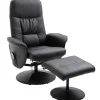 Afslapningsstol, Tv-Stol, Massagestol Med Skammel, Opbevaringsplads Med 10 Vibrationspunkter, Imiteret Læder, Sort, 76 X 81 X 105 Cm