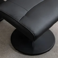 Afslapningsstol, Tv-Stol, Massagestol Med Skammel, Opbevaringsplads Med 10 Vibrationspunkter, Imiteret Læder, Sort, 76 X 81 X 105 Cm
