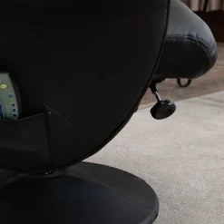 Afslapningsstol, Tv-Stol, Massagestol Med Skammel, Opbevaringsplads Med 10 Vibrationspunkter, Imiteret Læder, Sort, 76 X 81 X 105 Cm