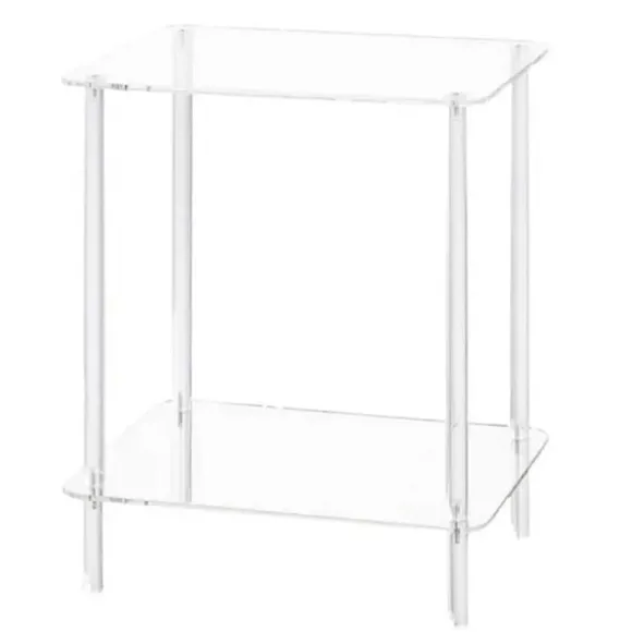 Akryl Sofabord Firkantet Sidebord Accentbord Sofa Natbord Klart Dobbelt Lag Snack Te S