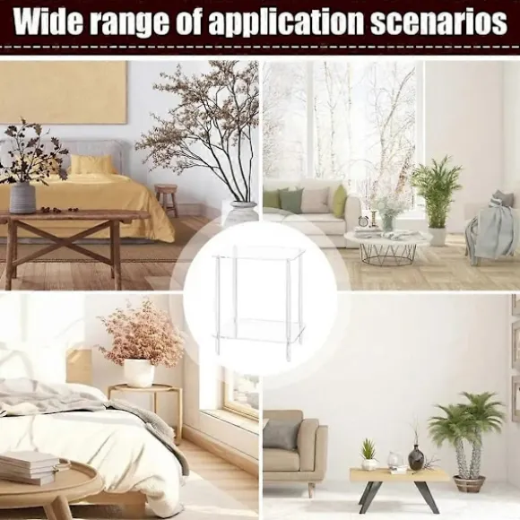 Akryl Sofabord Firkantet Sidebord Accentbord Sofa Natbord Klart Dobbelt Lag Snack Te S