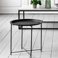Alsidig lænestol, sort komfortabelt elastisk svampesæde, ergonomisk design til indendørs og udendørs brug, understøtter drikkevarer, snacks, telefon, nem installation | Fyndiq
