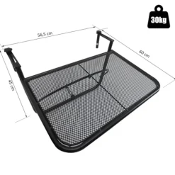 Altan Hængebord Højdejusterbart Firkantet Metal Sort L60Xb56.5Xh45Cm