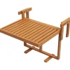 Altanbord Til Ophæng, Foldbart Altanhængebord, Højdejusterbart Hængebord, Kan Holde Op Til 20 Kg, Fyrretræ, 68 X 65 Cm, Teaktræ