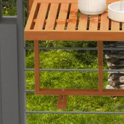 Altanbord Til Ophæng, Foldbart Altanhængebord, Højdejusterbart Hængebord, Kan Holde Op Til 20 Kg, Fyrretræ, 68 X 65 Cm, Teaktræ