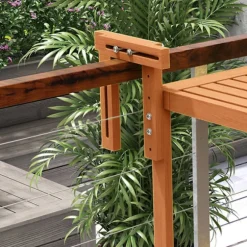 Altanbord Til Ophæng, Foldbart Altanhængebord, Højdejusterbart Hængebord, Kan Holde Op Til 20 Kg, Fyrretræ, 68 X 65 Cm, Teaktræ