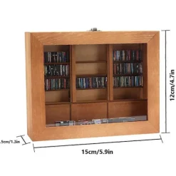 Angstdæmpende bogreol med 200 bøger Miniaturebibliotek Træbogreol Fidget Legetøj Ryst Din Angst Væk Kreativ A[HK] Wood color