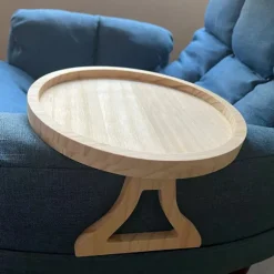 Armlæn bordbakke, sidebord sofa armlæn klemmebord, foldbart sofa armlæn klemmebord til fjernbetjening drikkevarer telefon, 1 stk