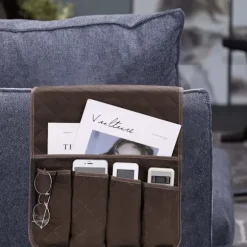 Armlæn Organizer Pladsbesparende til Sofa eller Lænestol Seng Opbevaringspose TV Fjernbetjening Holder til Mobiltelefon, Bog, Blade, Blyant, Brun coffee | Fyndiq