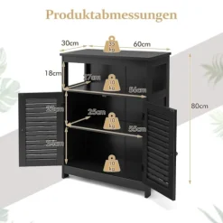 Badeværelsesskab Fritstående Badeværelsesskab Opbevaringsskab Sort