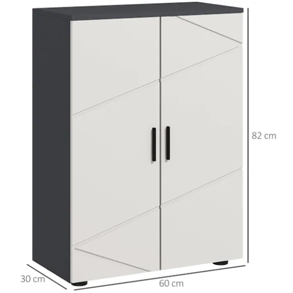 Badeværelsesskab sideskab med dobbeltdør badeværelsesskab med justerbare hylder, opbevaringsskab til stue 60 x 30 x 82 cm grå |