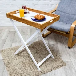 Bakkebord træ og bambus 72 cm