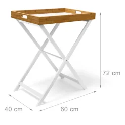 Bakkebord træ og bambus 72 cm
