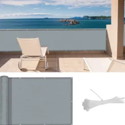 Balkon Privatlivs Skærm Beskyttelse Privatlivs Skærm (HDPE) 0,9 x 6m til Udendørs Have med Balkon, Grå