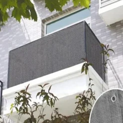 Balkon Privatlivsskærme, 0,9x5M Bred Privatlivsnet Haveskærme Beskyttelse med UV-beskyttelse (mørkegrå)_yux grey