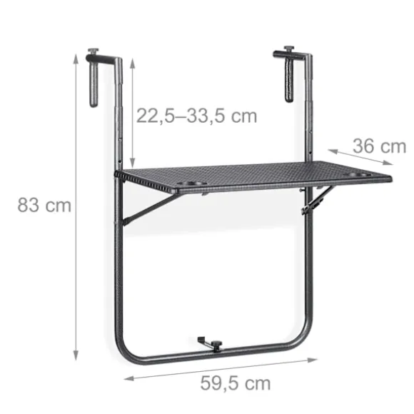 Balkonbord foldbart sort