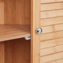 Bambus hjørneskab – 3 hylder, lameldøre