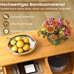 Bambus køkkenvogn med skuffe og hylder, mobil opbevaring