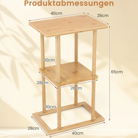 Bambus sidebordsæt med hylder, 40x28x65 cm