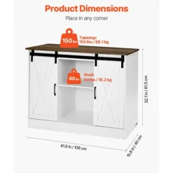 Bar møbel - DUOKU - 106 x 40 x 81,5 cm - Kaffeskab - Opbevaring 3 niveauer - Moderne stil