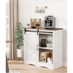 Bar Møbel - DUOKU - 80 x 35 x 80 cm - 3 Opbevaringsniveauer - Brun og Hvid - Spånplader Brunt och vitt