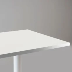 Barbord 60 x 60 cm - Rund model, hvid bund, hvide rustfri stålkanter Vit