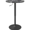 Barbord, barbord, rundt spisebord til 2 personer, køkkenbord med marmorlook til stue, spisestue, små værelser, sort, Ø60 x 68-93,5cm