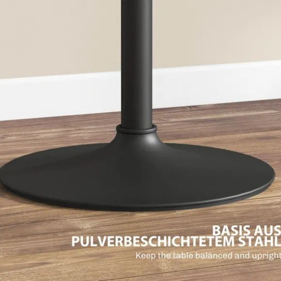 Barbord, barbord, rundt spisebord til 2 personer, køkkenbord med marmorlook til stue, spisestue, små værelser, sort, Ø60 x 68-93,5cm
