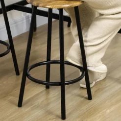 Barbord Med Barstolssæt, 5 Stk. Barbordssæt, Køkkenbord Med 4 Barstole, Spisegruppe I Industrielt Design, Metal, Rustik Brun